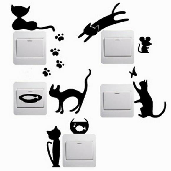 5-Piece Removable Cat Wall Stickers